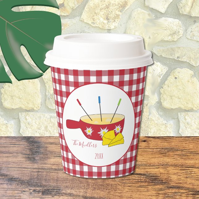 Niedliche Red and White Paper Cups mit Fondue Pot Pappbecher (Von Creator hochgeladen)