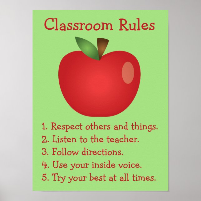 Niedliche Red Apple Custom Classroom Rules Poster (Vorne)