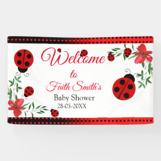 Niedliche Red & Black Ladybugs | Aquarellfarbene B Banner