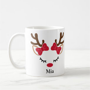 Niedliche Red Bows Girl Rentier Weihnachtsfeier Ta Kaffeetasse