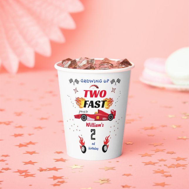 niedliche Red Boys Autos Race Auto zwei schnelle 2 Pappbecher (Insitu)