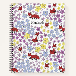 Niedliche Red Fox farbige Blume anpassen Notizbuch