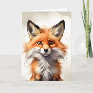 Niedliche Red Fox Kinderzimmer Portrait Blank Gruß Karte