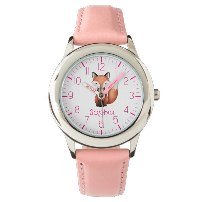Niedliche Red Fox Personalisiert Kid's Watch Armbanduhr (Vorderseite)