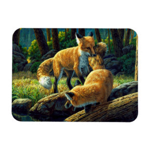 Niedliche Red Fox Pups Magnet