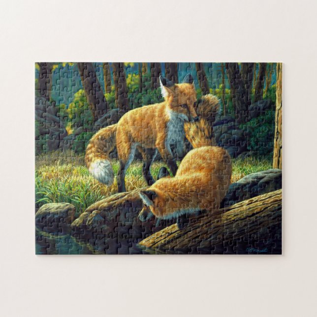 Niedliche Red Fox Pups Puzzle (Horizontal)