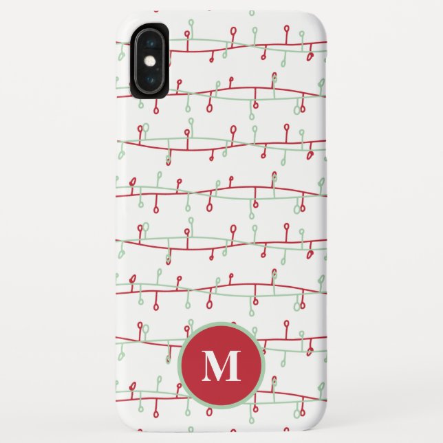 Niedliche Red & Green Christmas Lights Monogram Case-Mate iPhone Hülle (Rückseite)