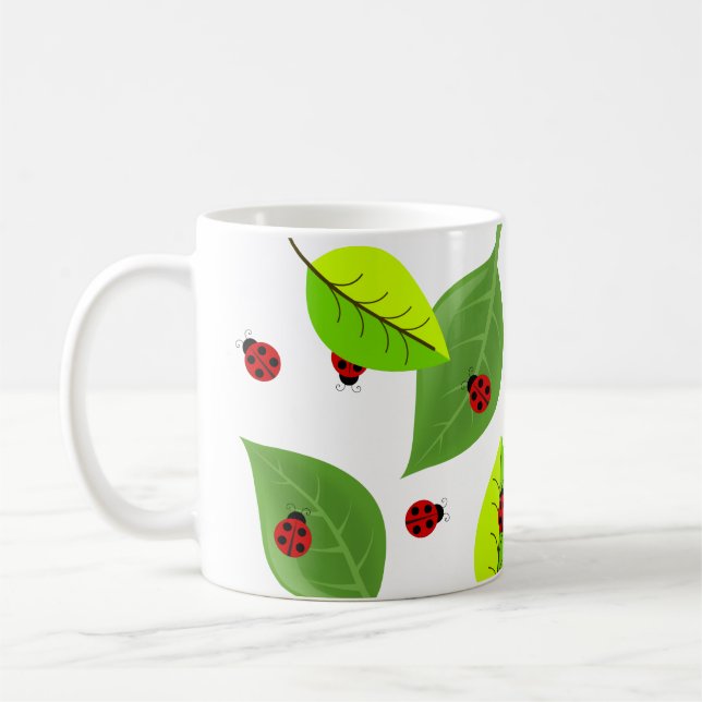 Niedliche Red Ladybugs durch Blätter Tasse (Links)