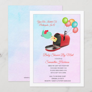 Niedliche Red Mailbox und Bird Baby Dusche Wasserf Einladung