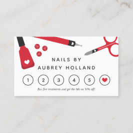 Niedliche Red Nail Artist Tools Loyalty Card Visitenkarte