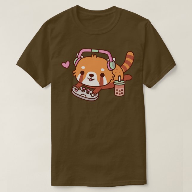Niedliche Red Panda g mit Videospielen T-Shirt (Design vorne)