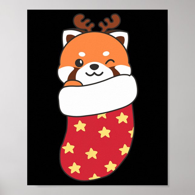Niedliche Red Pandas zu Weihnachten Strümpfe für C Poster (Vorne)