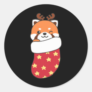 Niedliche Red Pandas zu Weihnachten Strümpfe für C Runder Aufkleber