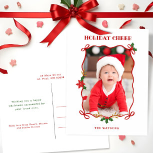Niedliche Red Ribbons und Bows 1 Foto Feiertagspostkarte