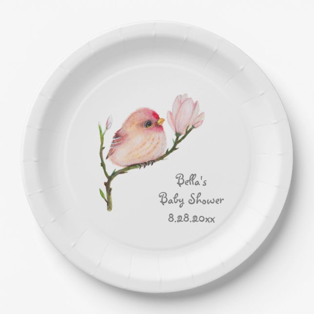 Niedliche Redpoll-Vogelpapierplatte Pappteller (Vorderseite)