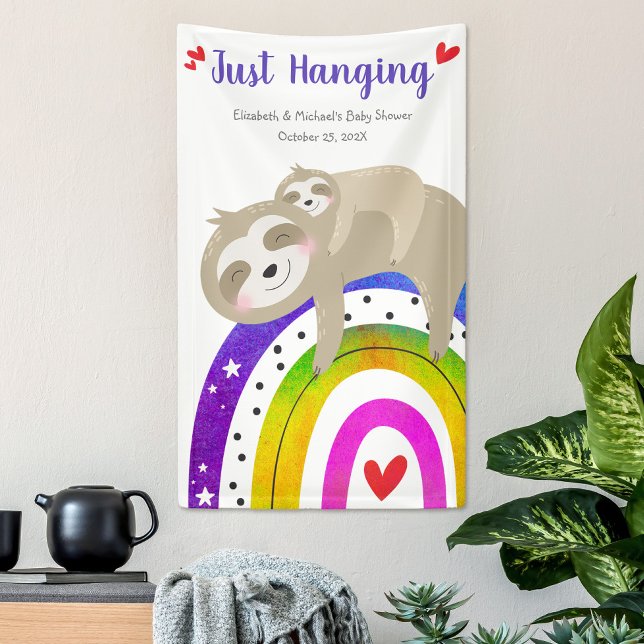Niedliche Regenbogen Babydusche Fun Modern Boho Banner (Von Creator hochgeladen)