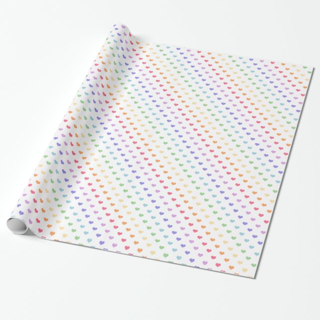 Niedliche Regenbogen-Herzen Geschenkpapier (Ungerollt)