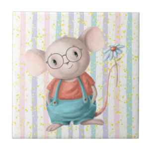 Niedliche Regenbogen-Maus Aquarellfarbe Tierische  Fliese