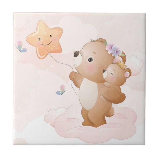 Niedliche Regenbogen-Maus Aquarellfarbe Tierische  Fliese (Vorderseite)