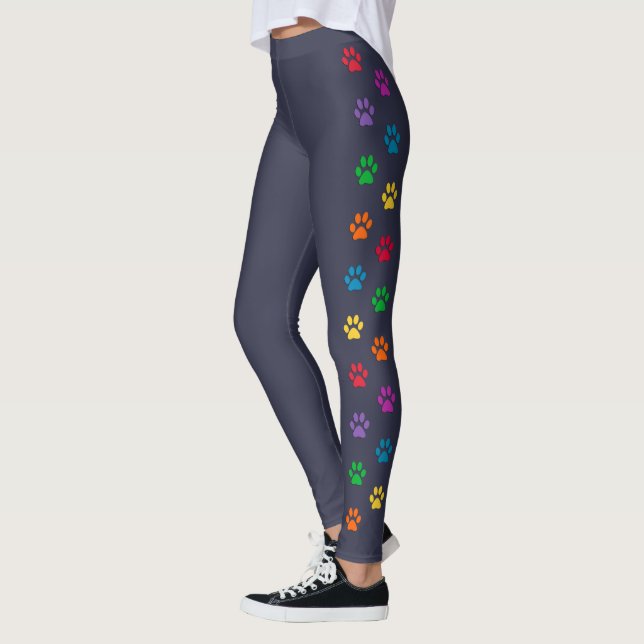 Niedliche Regenbogen-Tatzen-Drucke Leggings (Links)