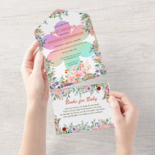 Niedliche Regenbogenabweichung Babydusche All In One Einladung