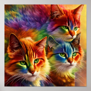 Niedliche Regenbogenfarben   Rainbow Cat Poster