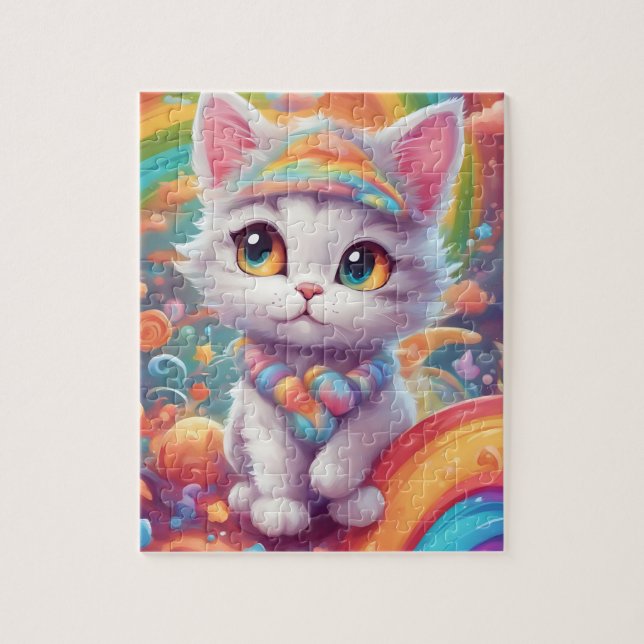 Niedliche Regenbogenkatze Puzzle (Vertikal)