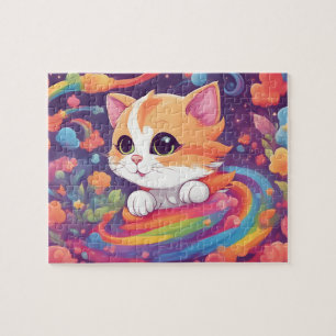 Niedliche Regenbogenkatze Puzzle