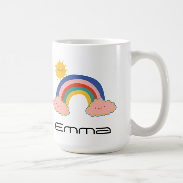 Niedliche Regenbogensonne Kids Back To School Dame Kaffeetasse (Rechts)
