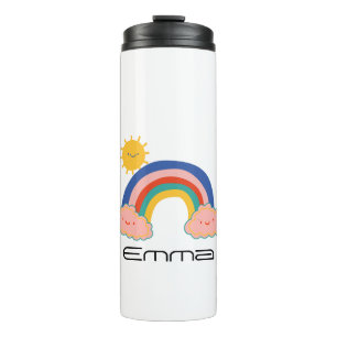 Niedliche Regenbogensonne Kids Back To School Dame Thermosbecher