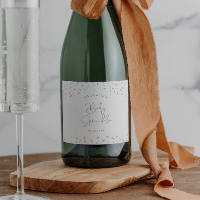 Niedliche Regenbogensprinkles Baby Sprinkle Dusche (Cute Rainbow Baby Sprinkle Shower Champagne Labels.)