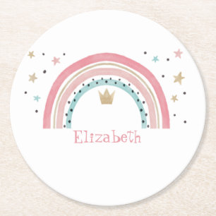 Niedliche Regenbogenstars Runder Pappuntersetzer