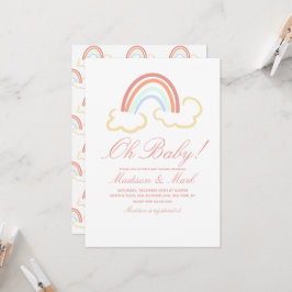 Niedliche Regenbogenwolke Doodle Kinderdusche Einladung