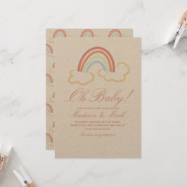 Niedliche Regenbogenwolke Doodle Kinderdusche Rust Einladung