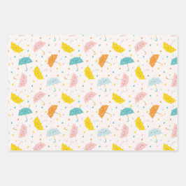 Niedliche Regenschirme Geschenkpapier Set