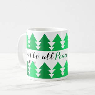 Niedliche Reihen von grünen Weihnachtsbaumen Freud Kaffeetasse