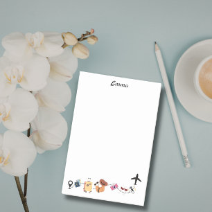 Niedliche Reisebilder und Flugzeug, maßgeschneider Post-it Klebezettel