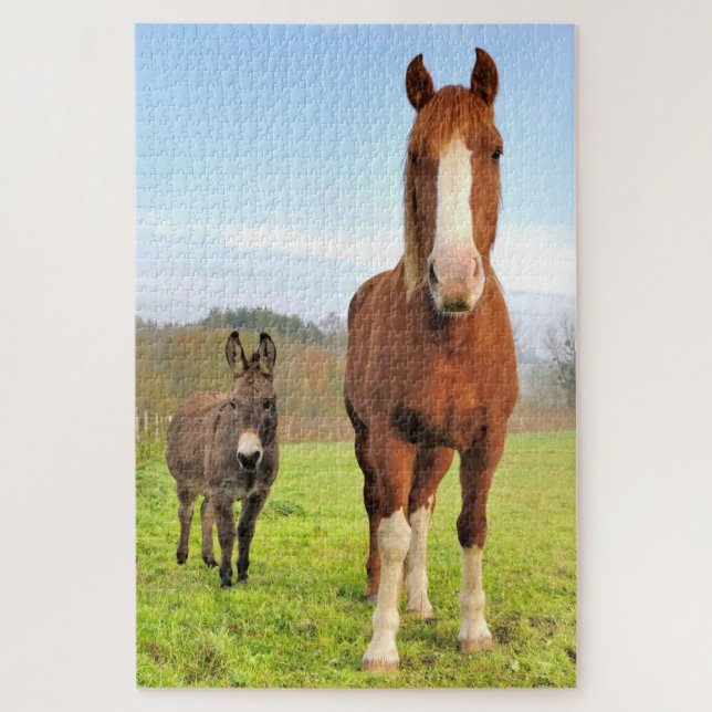 Niedliche Reiter- und Donkey-Freunde von Landtiere Puzzle (Vertikal)