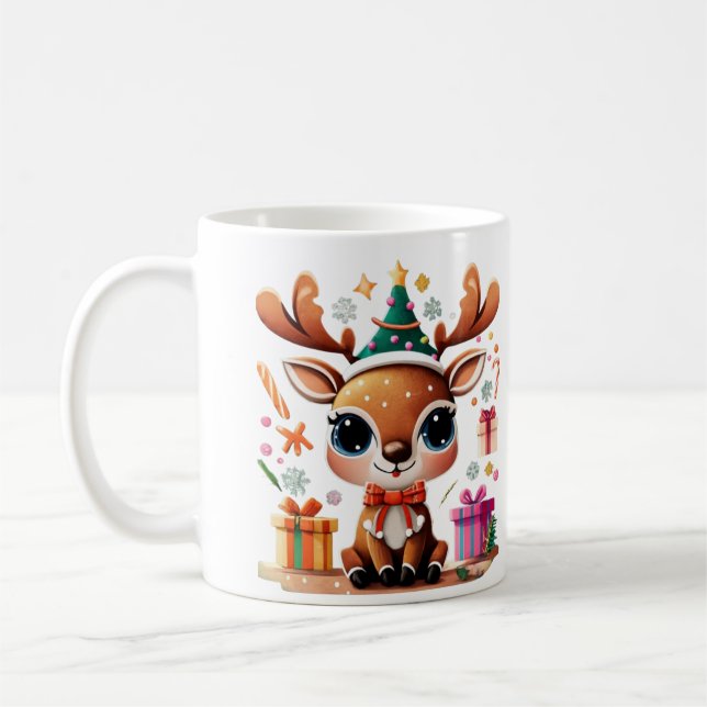 Niedliche Rentier Frohe Weihnachtsgeschenke Kaffeetasse (Links)