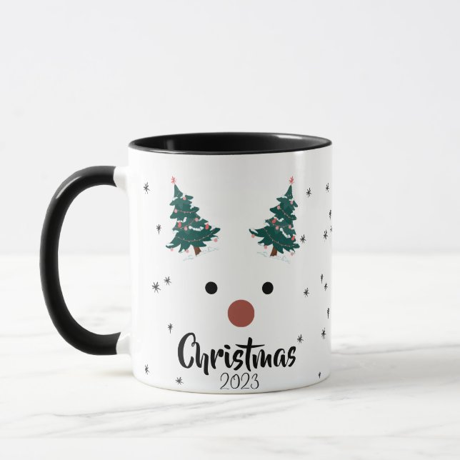 Niedliche Rentier Girl Weihnachtsmannmütze Individ Tasse (Links)
