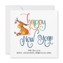 Niedliche Rentier Glitzer Name Frohes Neues Jahr K