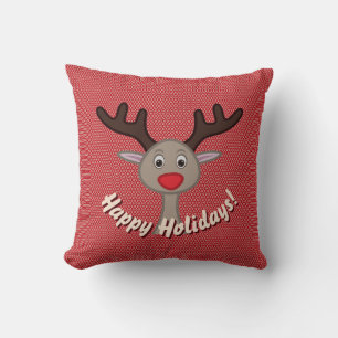 Niedliche Rentier Happy Holidays Weihnachtsgeschen Kissen