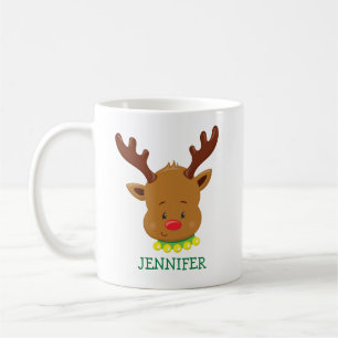 Niedliche Rentier Personalisierte Weihnachtsfeier  Kaffeetasse
