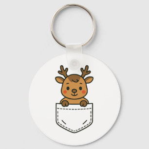 Niedliche Rentier Pocket Pal Funny Santa's Rentier Schlüsselanhänger