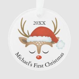 Niedliche Rentierbabys Erstes Weihnachtsfest Foto Ornament