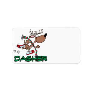 niedliche Rentiere DASHER Cartoon Adressaufkleber
