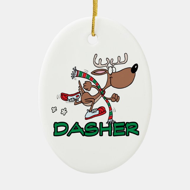 niedliche Rentiere DASHER Cartoon Keramikornament (Vorne)
