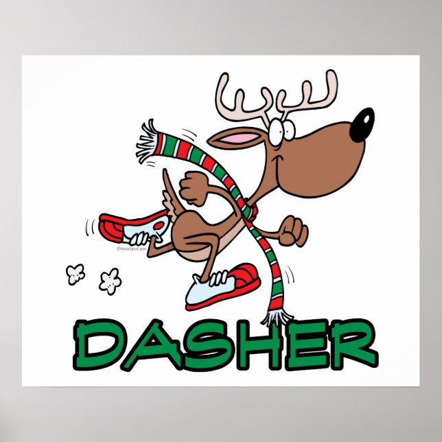 niedliche Rentiere DASHER Cartoon Poster (Vorne)