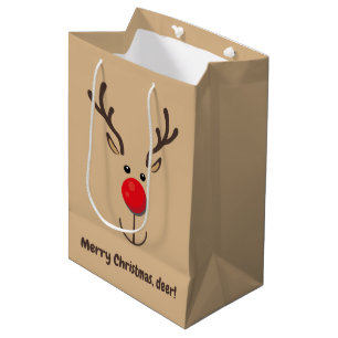 Niedliche Rentiere "Frohe Weihnachten, Hirsche" Mittlere Geschenktüte