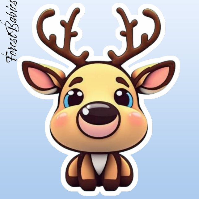 Niedliche Rentiere, Hirsche mit Antlern, Cartoon G Aufkleber (Reindeer 🦌 Sticker)